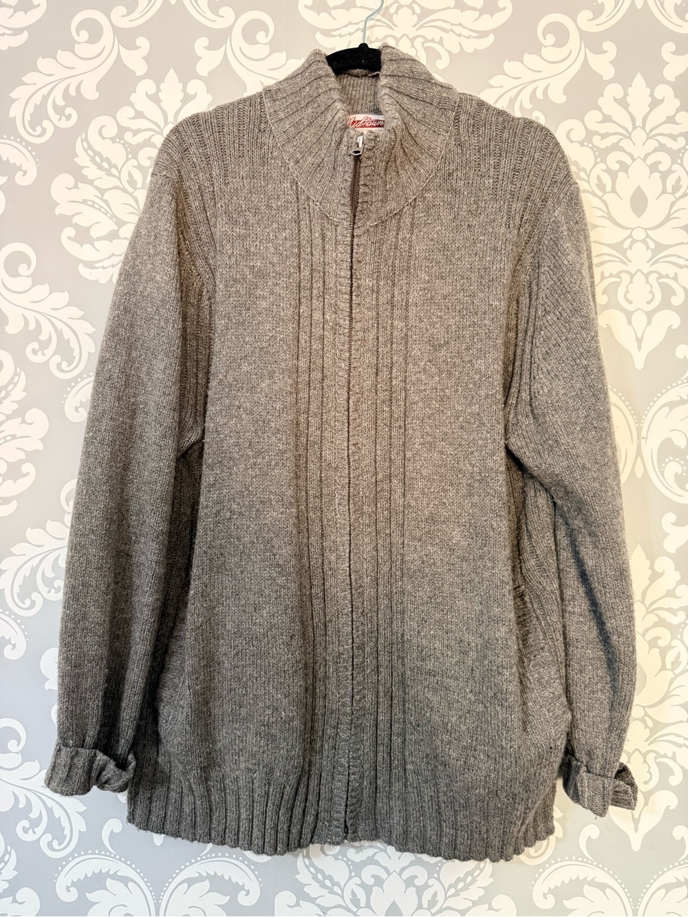 💫4/$25 • Midtown Gray Full-Zip Ribbed Knit Wool Cardigan Sweater